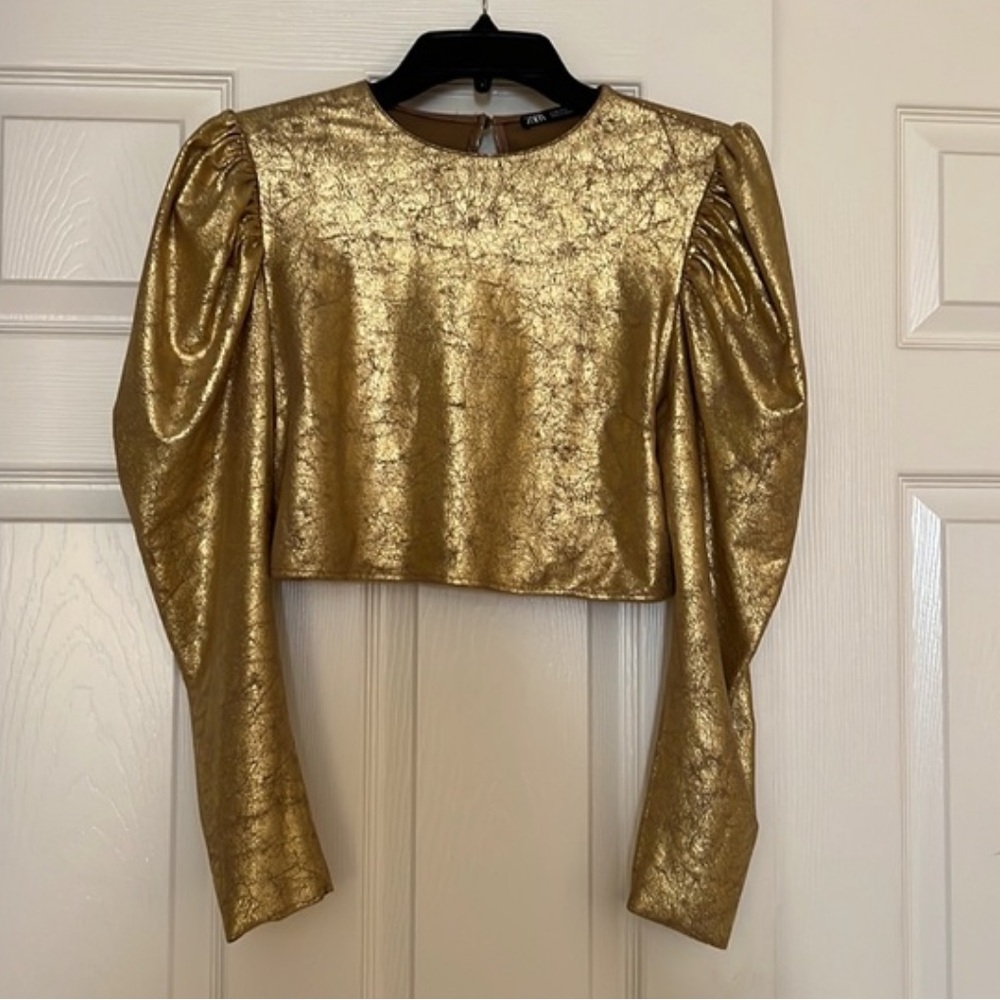 Zara Gold Puffy Crop Top - Small